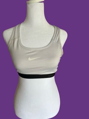Nike White Sports Bra with Black Elastic Band